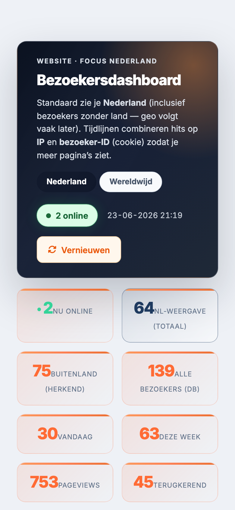 Onlinemagneet CRM — visitors